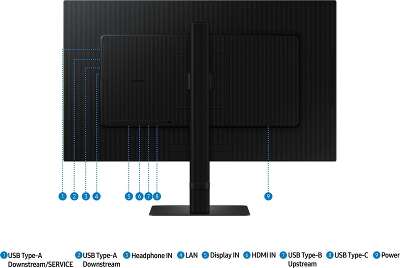 Монитор Samsung 27" S27D804UAI, 16:9, IPS, UHD, 5ms, 350cd, 60Hz, HDMI, DP, USB, USB-C, LAN, HAS
