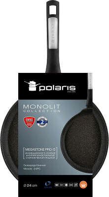 Сковорода блинная Polaris Monolit 24PC круглая 24см покрытие: керамическое ручка несъемная (без крышки) черный (015267)