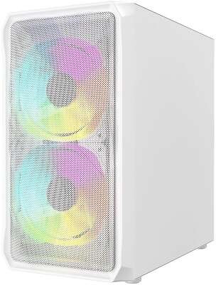 Powercase Mistral Micro A3W ARGB, Tempered Glass, 2x 140mm ARGB PWM+1x 120mm ARGB PWM, белый, mATX  (CMMAW-A3)