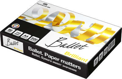 Бумага Ballet Brilliant A+ A4 марка A+/80г/м2/500л./белый CIE168% матовое для лазерной печати