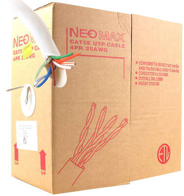 Кабель Кабель NEOMAX [NM11001] U/UTP cat.5e 4 пары (305 м) 0.46 мм (25 AWG) Медь, PVC jacket; Fluke Tested