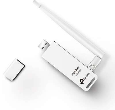 TP-Link TL-WN722N Wi-Fi USB-адаптер высокого усиления N150, до 150 Мбит/с на 2,4 ГГц, 1 внешняя антенна, USB 2.0