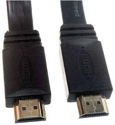 Кабель HDMI Cablexpert CC-HDMI4F-1M, 19M/19M, v2.0, медь, позол.контакты, экран, плоский кабель, 1м, черный, пакет