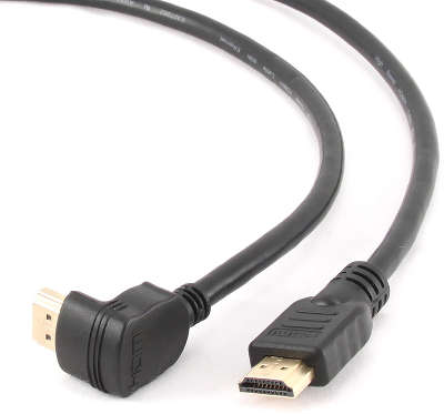 Кабель HDMI- HDMI, 1.8м, v1.4, углов. разъем, чёрный, зол.конт., экран
