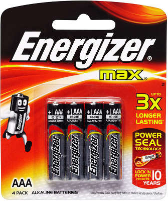Комплект элементов питания AAA Energizer Max (4 шт в блистере)