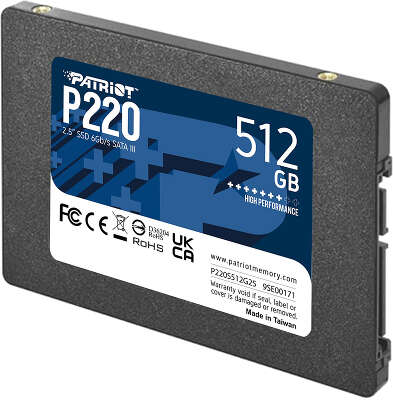 Твердотельный накопитель 2.5" SATA3 512Gb Patriot P220 [P220S512G25] (SSD)