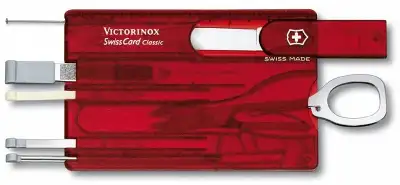 Швейцарская карта Victorinox SwissCard Classic (0.7100.T) красный полупрозрачный коробка подарочная