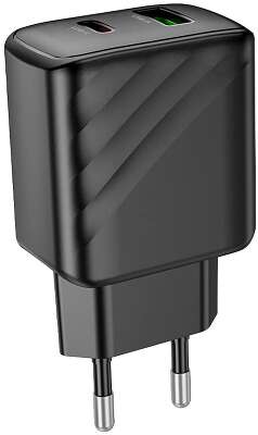 Зарядное устройство Hoco 30Вт, 3А, QC3.0/PD, 1хUSB, 1хType-C, CS23A, черный, коробка