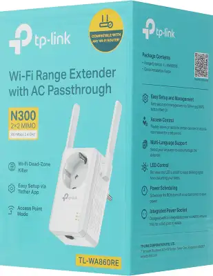 Повторитель беспроводного сигнала TP-Link TL-WA860RE N300 10/100BASE-TX белый