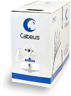 Cabeus UTP-4P-Cat.5e-SOLID-LSZH-WH Кабель витая пара UTP (U/UTP), категория 5e, 4 пары (24 AWG), одножильный, белый, LSZH, нг(А)-HF, (305 м)