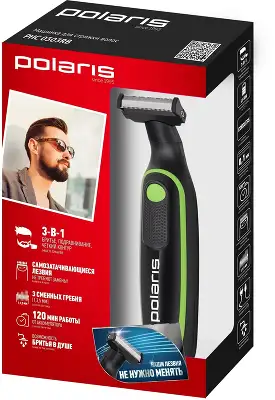 Триммер Polaris PHC 0303RB черный/зеленый 240Вт (насадок в компл:3шт)