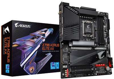 Материнская плата Gigabyte Z790 AORUS ELITE AX, Socket 1700, Intel®Z790, 4xDDR5-4800, HDMI+DP, 3xPCI-Ex16, 6xSATA3(RAID 0/1/5/10), 4xM.2, 8Ch Audio, 1x2.5GbLan, WiFi, (4+4)xUSB2.0, (5+2)xUSB3.2, (1+1)xUSB3.2 Type-C™, ATX, RTL {}