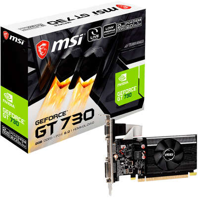 Видеокарта MSI PCI-E 2.0 N730K-2GD3/LP NVIDIA GeForce GT 730 2Gb 64bit DDR3 902/1600 DVIx1 HDMIx1 CRTx1 HDCP Ret low profile