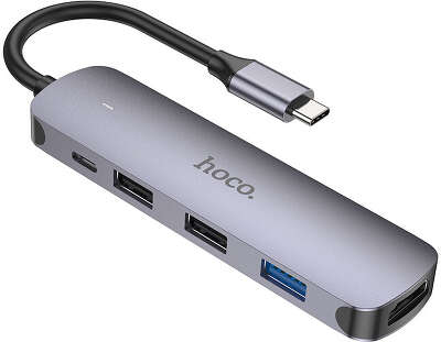Разветвитель USB-C Hoco HB27 4порт. серый