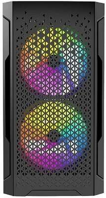 Powercase CMIMZB-L3 Корпус Mistral Micro Z3B Mesh LED, Tempered Glass, 2x 140mm + 1х 120mm 5-color fan, чёрный, mATX  (CMIMZB-L3)