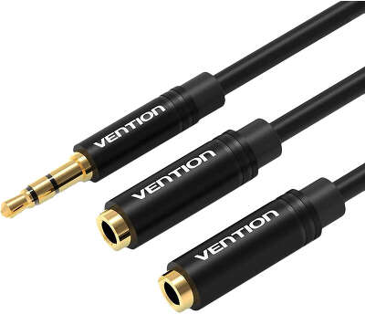 Переходник-разветвитель Vention гибкий Jack 3.5 mm M/Jack 3.5 mm F x 2 - 0.3м