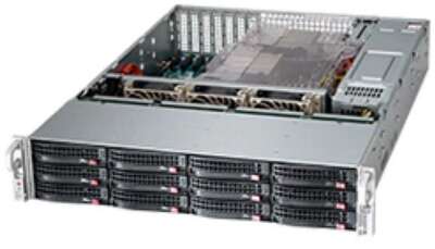 Корпус SuperMicro CSE-826BAC12-R1K23LPB 2U, 2x1200W, 12x3.5» bay SAS3/SATA/NVMe4 7xLP, RM