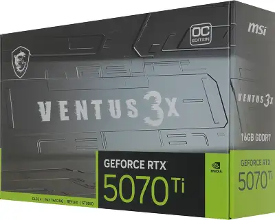 Видеокарта MSI PCI-E 5.0 RTX 5070 TI 16G VENTUS 3X OC NVIDIA GeForce RTX 5070TI 16Gb 256bit GDDR7 2482/28000 HDMIx1 DPx3 HDCP Ret