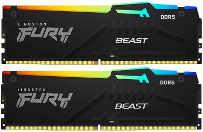 Память оперативная/ Kingston 64GB 5600MT/s DDR5 CL40 DIMM (Kit of 2) FURY Beast RGB XMP