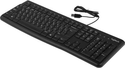 Клавиатура Logitech K120 черная, офисная, 104 клавиши, защита от воды |920-002583| USB 1.5м, RTL
