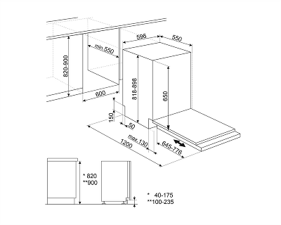 Посудомоечная машина Smeg/ Посудомоечная машина Smeg, встраиваемая, 60 см, сенсорное управление Soft Touch, 14 комплектов, 8 программ, инверторный мотор 2.0, полный AquaStop, цвет черный