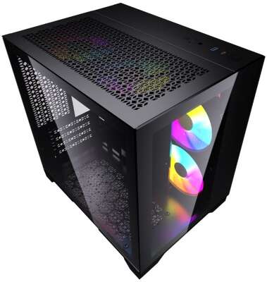 Корпус Powercase Корпус Powercase Vision Micro, Black, Tempered Glass, 4х 120mm 5-color fan, чёрный, mATX (CVBM-L4) (CVBM-L4) (202896)