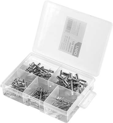 Набор заклепок Deli DL236906 75шт (2,4 / 3,2 / 4,0 / 4,8 / 6,0 мм) * 15 шт, пластиковый кейс