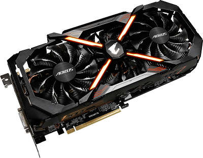 Видеокарта PCI-E NVIDIA GeForce GTX1080Ti 11GB DDR5X GigaByte AORUS [GV-N108TAORUS-11GD]