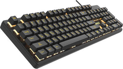 Игровая клавиатура HIPER GK-4 CRUSADER чёрная (Slim, USB, Янтарная подсветка, Влагозащита)