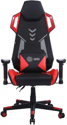 Кресло игровое Cactus CS-CHR-090BLR черный/красный экокожа/сетка крестов. нейлон