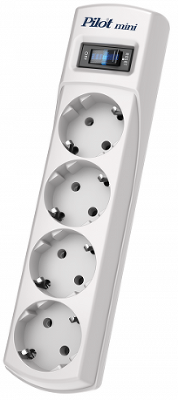 Сетевой фильтр Pilot Mini 4 розетки (евро с заземлением), 10А/2.2кВа, автомат, 1.8 м/ Surge protector Pilot Mini 4 euro outlets, 10A / 2.2kVt, automatic circuit-breaker, 1.8 m