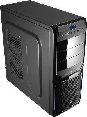 Корпус Aerocool V3X Advance Evil Blue Edition , ATX, без БП, 1х USB 3.0, 1х USB 2.0, в комплекте 1х 120мм blue