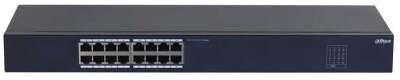 DAHUA DH-SF1016 16-портовый неуправляемый коммутатор, 16xRJ45 100Mb, коммутация 3.2 Гбит/с, MAC-таблица 8К, металл