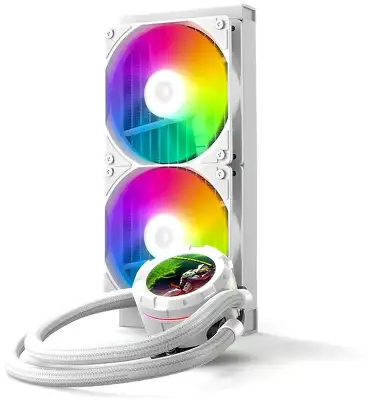 Система водяного охлаждения ID-Cooling SL240 XE ARGB Soc-AM5/AM4/1200/1700/1851 белый 4-pin 14-30dB Al+Cu LCD 300W Ret (SL240 XE WHITE)