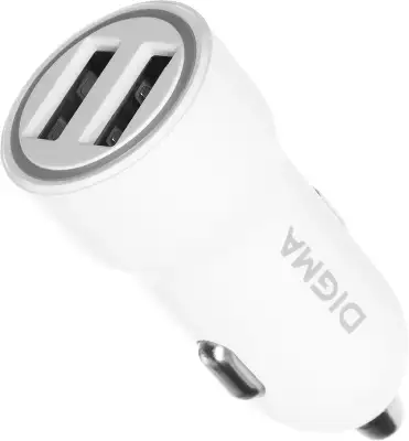 Автомобильное зар./устр. Digma DGC1С 12W 2.4A 2xUSB белый (DGC1C2LX22WH)