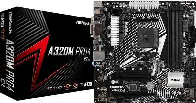 Материнская плата mATX LGAAM4 ASRock A320M PRO4 R2.0