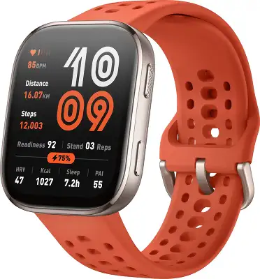 Смарт-часы Amazfit Bip 6 A2435 1.97" AMOLED корп.серый рем.красный разм.брасл.:130-195мм (6970100377880)
