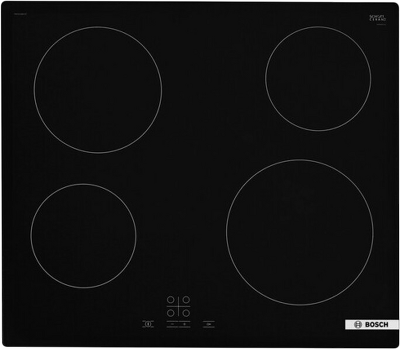 Serie 4, электрическая варочная поверхность, стеклокерамика, черная, ширина 60 см, 4 конфорки, управление TouchSelect, функция ReStart, индикация остаточного тепла, блокировка от детей, сделано в Германии