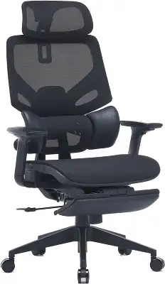 Кресло Cactus CS-CHR-MC01-BK черный сет./экокожа с подголов. крестов. пластик