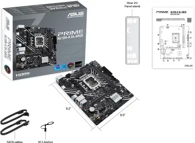 Материнская плата Asus PRIME H610M-K D4 ARGB Soc-1700 Intel H610 2xDDR4 mATX AC`97 8ch(7.1) GbLAN+HDMI