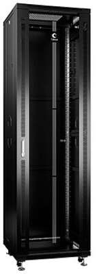 Cabeus SH-05C-42U60/80-BK Шкаф монтажный телекоммуникационный 19" напольный для распределительного и серверного оборудования 42U 600x800x2055mm (ШхГхВ) передняя стеклянная и задняя сплошная металличес