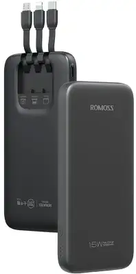 Мобильный аккумулятор Romoss PHC10 10000mAh 22.5W 3A USB-A/USB-C черный (6958377521748)