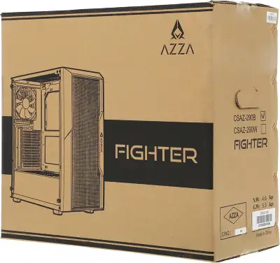 Корпус Azza Fighter черный без БП ATX 4x120mm 2x140mm 2xUSB2.0 1xUSB3.0 audio bott PSU