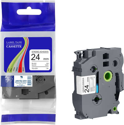 Картридж с лентой NVP TZe-S251 черный на белом 24x8 для Brother (совместимый)