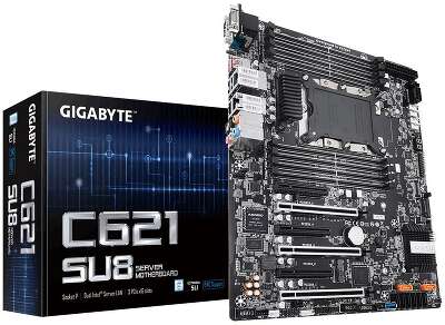 Материнская плата Gigabyte C621-SU8 Intel C621 motherboard with LGA 3647 Socket P, 6-Channel DDR4 RDIMM/LRDIMM 8 x DIMMs, Aspeed® AST2500 BMC, Dual M.2, Dual Intel® Server GbE LAN, 3 PCIe x16 slots and 3 PCIe x8 slots for multi cards RTL {6}