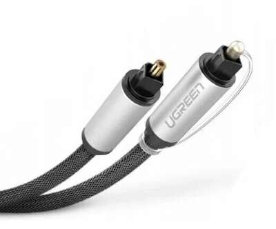 Кабель UGREEN AV108 (10540) Toslink Optical Male To Male Audio Cable. Длина: 2м. Цвет: серебристо-черный