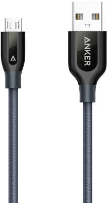 Кабель Anker PowerLine+ USB to MicroUSB, 0.9 м, кевлар, серый [A8142GA1]