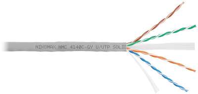 Кабель NIKOMAX U/UTP 4 пары, Кат.6 (Класс E), тест по ISO/IEC, 250МГц, одножильный, BC (чистая медь), 23AWG (0,55мм), полимерный материал нг(А)-HF, внутренний, серый, 305м - гарантия: 5 лет / 15 лет системная