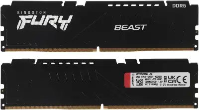 Память DDR5 2x32GB 5600MHz Kingston KF556C40BBK2-64 Fury Beast RTL Gaming PC5-44800 CL40 DIMM 288-pin 1.25В dual rank с радиатором Ret