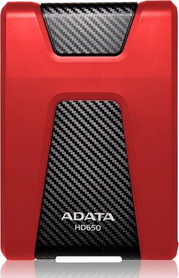 Жесткий диск внешний/ Portable HDD 1TB ADATA HD650 (Red), Silicone, USB 3.2 Gen1, 121x81x21mm, 201g /3 года/